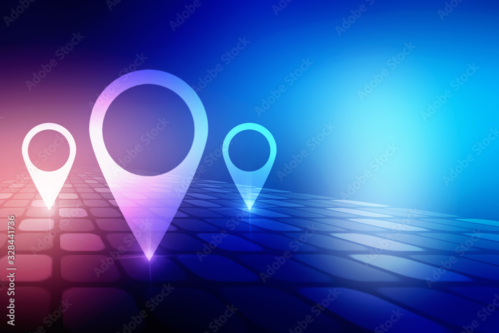 Poster 2d rendering Red map pointer