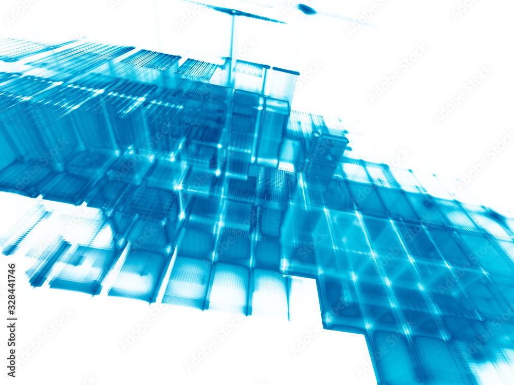 Fototapete abstract blue on white background element. fractal graphics 3d illustration. science or technology c