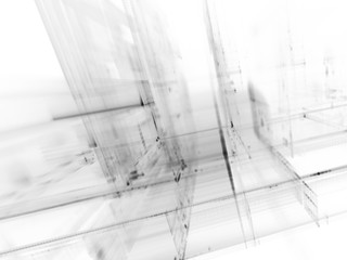 Abstract black and white background element. Fractal graphics 3d illustration. Science or technology concept.