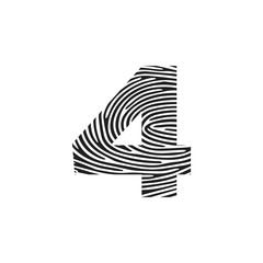4 Vector Letter base logo. Initial letter 4 vector Icon Fingerprint Concept