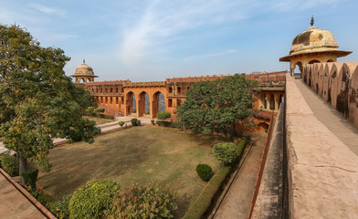 Fototapeta na wymiar Ancient ruins of historic Jaigarh Fort palace at Jaipur Rajasthan India