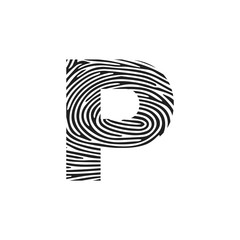 p Vector Letter base logo. Initial letter p vector Icon Fingerprint Concept
