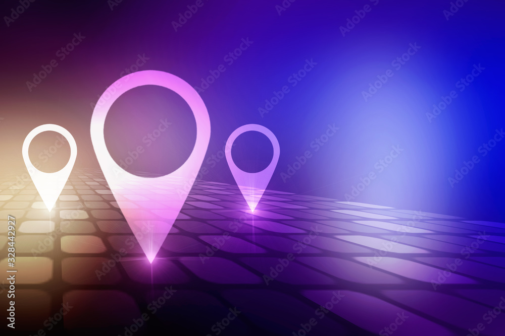 Poster 2d rendering Red map pointer