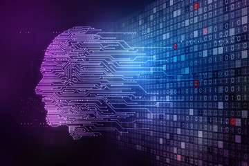 2d illustration digital Artificial mind concept