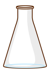 One glass flask on white background
