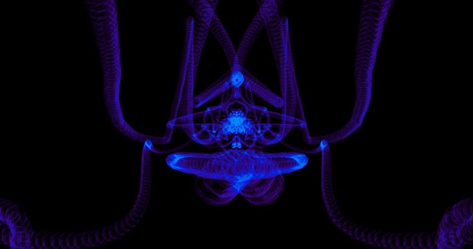 Blue organic strands camera motion background