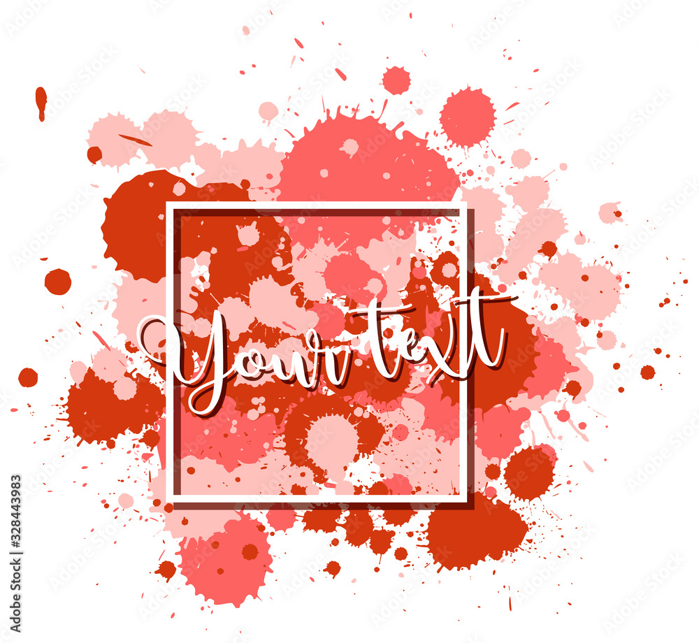 Wall mural background design with watercolor splash in red on white background