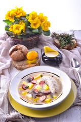 Easter in Polish: sour flour soup for Easter breakfast (Żurek)