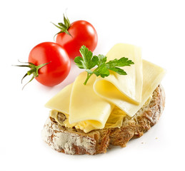 slice of bread with cheese - obrazy, fototapety, plakaty