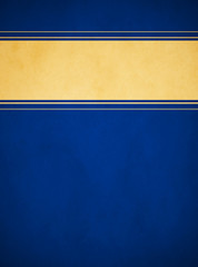Elegant Rich Blue Parchment. Textured Gold Banner with Blue and Gold Trim.