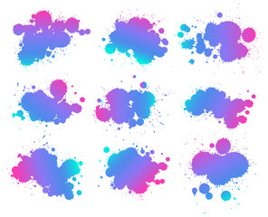Background design with watercolor splash in pink and blue on white background
