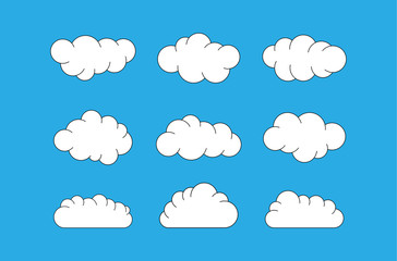 White clouds on blue background. White clouds. Vector illustration