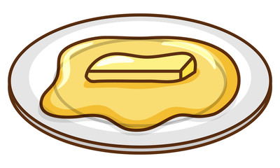 Melted butter on round plate