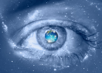 Eye in the center of the galaxy with earth 