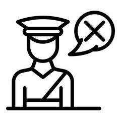 Reject passport control icon. Outline reject passport control vector icon for web design isolated on white background