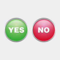 simple yes and no glossy icon with green and red color design, circle glossy button template vector for website, advertising, print