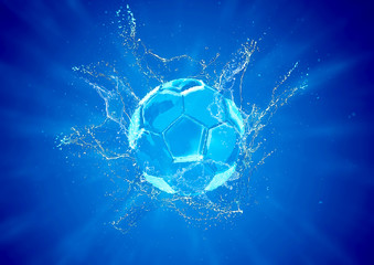 水しぶきを上げる抽象的なサッカーボール