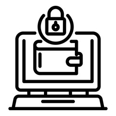 Obraz premium Secured web wallet icon. Outline secured web wallet vector icon for web design isolated on white background