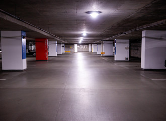 Bright underground parking lot exit 