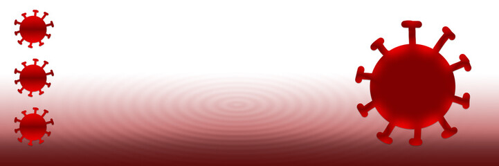 Drawing red virus or cog on white copy space gradient background template cover page and  landscapeIn corona covid-19 virus spread by Chinese from China. 