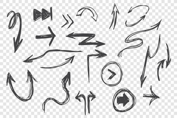 Hand drawn black arrows set