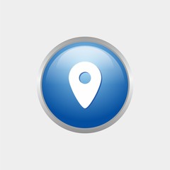 simple location or address glossy icon with Blue color design, circle glossy button template vector for website, advertising, print 