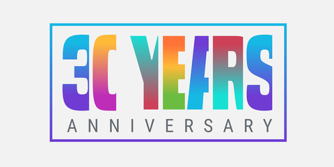 30 years anniversary vector icon, logo. Design element or horizontal banner