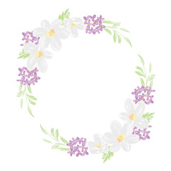 cute colored pencil style floral flower circle wreath eps10 vectors illustration