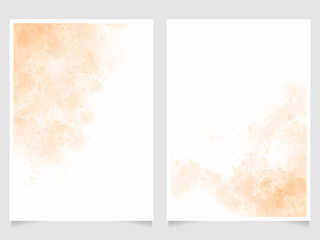 orange sand beach watercolor wash splash 5x7 invitation card background template collection