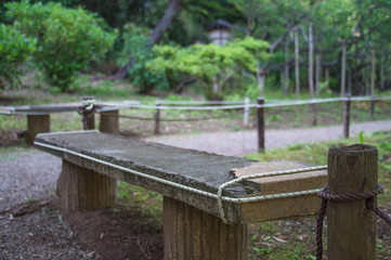Wooden bench in a park (Yokohama, Japan)