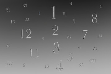 Black-white numbers on a gray background, numerology