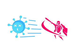antivirus warrior fight against corona virus. icon character vector