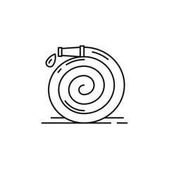 Water hose icon line art, object in the garden