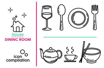The object inside the house, Dining room edition, line art vector