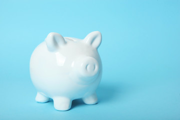 piggy piggy bank on a colored background. The concept of saving money.