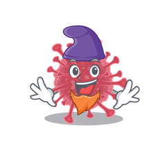 Cute and funny coronavirus disease cartoon character dressed as an Elf