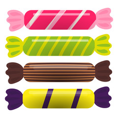 Set of flat candy sweets. Vector illustration.