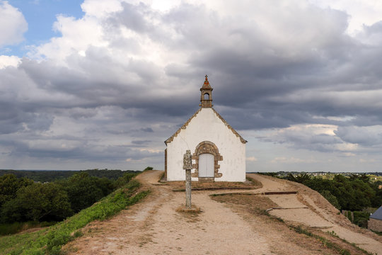Chapel of Saint-Michel on tumulus Saint-Michel near Carnac in Brittany
