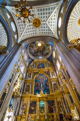 Colorful Ceiling Dome Mary Fresco Altar Puebla Cathedral Mexico