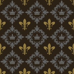 Background pattern. Dark background image in Royal style. Seamless pattern, wallpaper texture