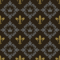 Background pattern. Dark background image in Royal style. Seamless pattern, wallpaper texture