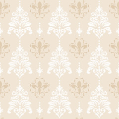 Seamless pattern - beige and white. Retro style. Wallpaper texture, vector illustration