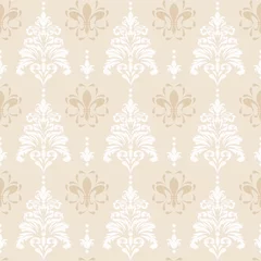 Foto op Canvas Seamless pattern - beige and white. Retro style. Wallpaper texture, vector illustration © PETR BABKIN