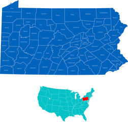 Fototapeta na wymiar map of Pennsylvania