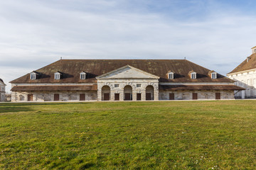 Fototapeta na wymiar Architecture and buildings in the Saline Royale (Royal Saltworks) at Arc-et-Senans, France