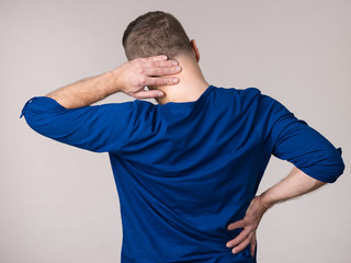 Man having neck ache