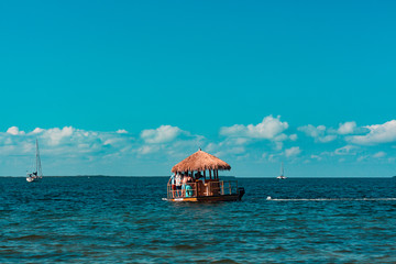 Floating bar boat hut