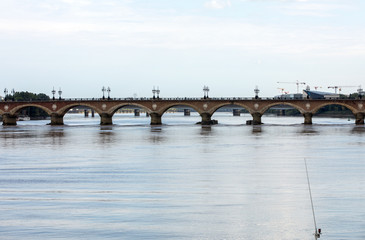 The Pont de Pierre bridge crossing the river Garonne, Bordeaux, France