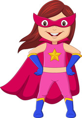 Cartoon happy superhero girl posing