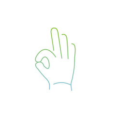vector modern flat design linear icon of okay hand gesture | thin line pictogram with green and blue gradient isolated on white background